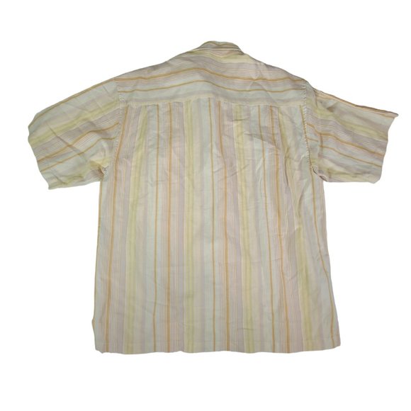 Tommy Bahama Shirt Mens Large Yellow Linen Short Sleeve Relax Tropical Camp - Picture 2 of 9